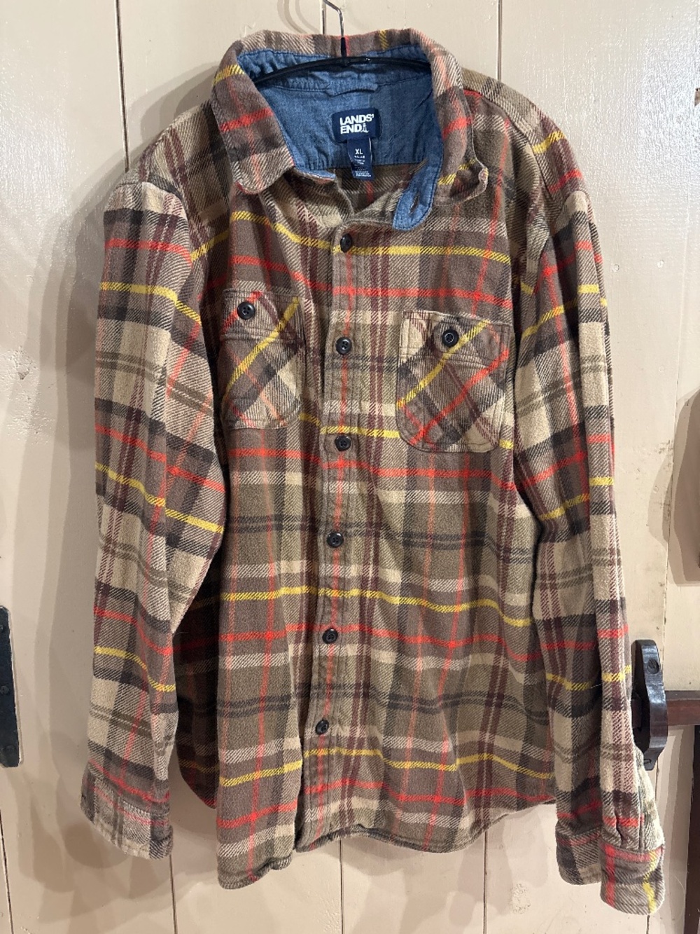 Lands End Plaid shirt, heavy/thick 100% cotton, size XL